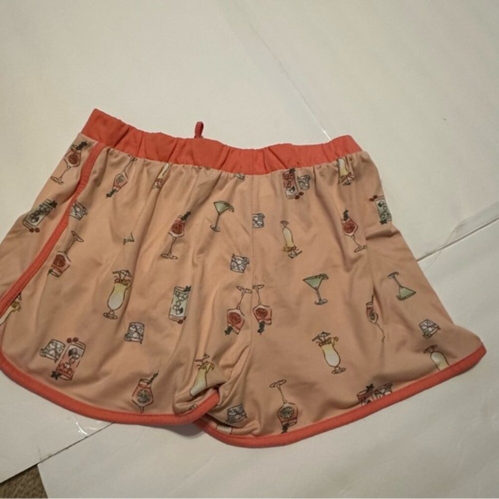 Coral Cocktail Print Women's Shorts PJ Essentials Large Wine Martini